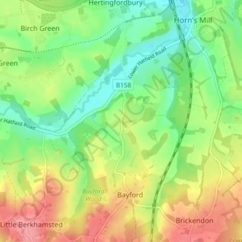 Carte topographique Broad Green, altitude, relief