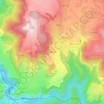 Carte topographique Combriaux, altitude, relief