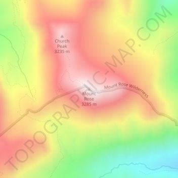 Carte topographique Mount Rose, altitude, relief