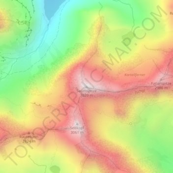Carte topographique Saumspitze, altitude, relief