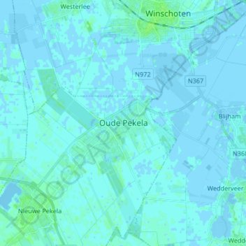 Carte topographique Oude Pekela, altitude, relief