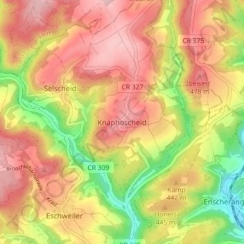Carte topographique Knaphoscheid, altitude, relief