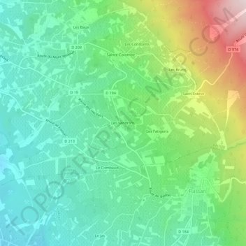 Carte topographique Les Vendrans, altitude, relief