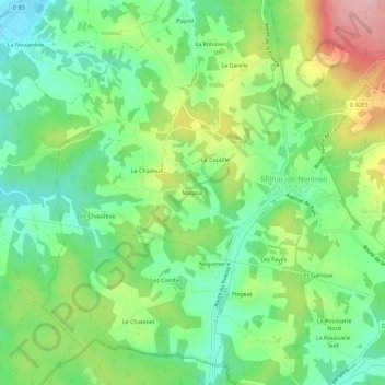 Carte topographique Magnac, altitude, relief