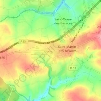 Carte topographique Les Blanches Landes, altitude, relief