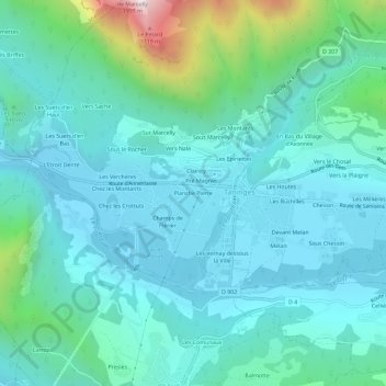 Carte topographique Planche Pierre, altitude, relief