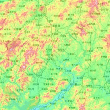 Carte topographique 和平县, altitude, relief