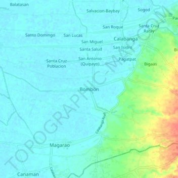 Carte topographique Bombon, altitude, relief