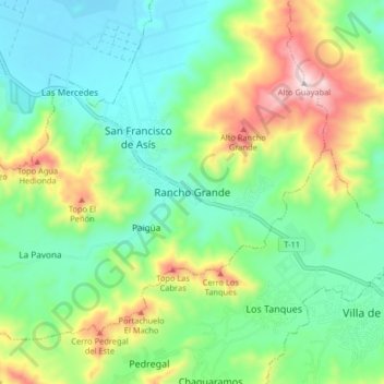 Carte topographique Rancho Grande, altitude, relief