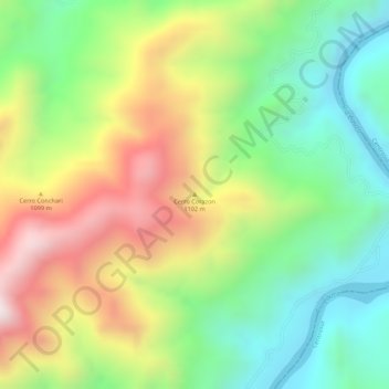 Carte topographique Cerro Corazon, altitude, relief