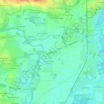 Carte topographique Les Coudrais, altitude, relief