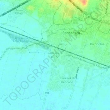 Carte topographique Rancaekek Kulon, altitude, relief