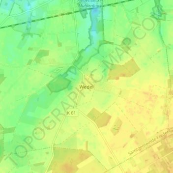 Carte topographique Wedel, altitude, relief