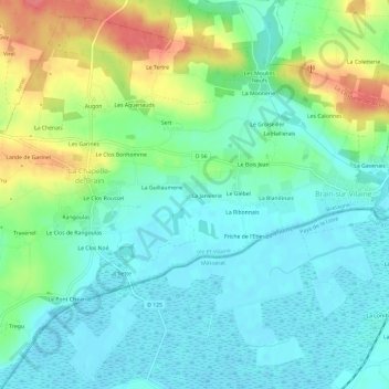 Carte topographique Bas Bilain, altitude, relief