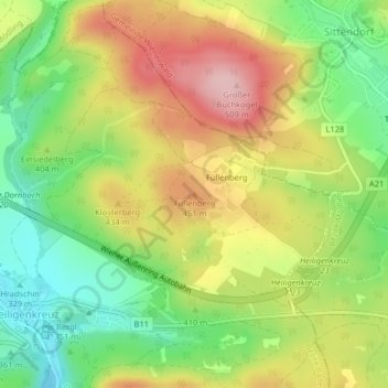 Carte topographique Füllenberg, altitude, relief