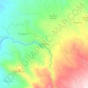 Carte topographique Tamblang, altitude, relief