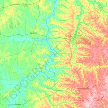 Carte topographique Kellys Island, altitude, relief