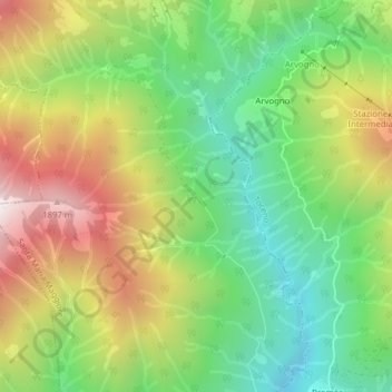 Carte topographique Capella di Orello, altitude, relief
