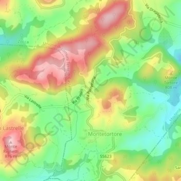 Carte topographique Trappola, altitude, relief