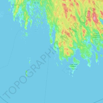 Carte topographique Johns Island, altitude, relief