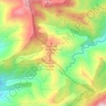 Carte topographique Llano Chico, altitude, relief