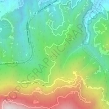 Carte topographique Alto Las Pailas, altitude, relief