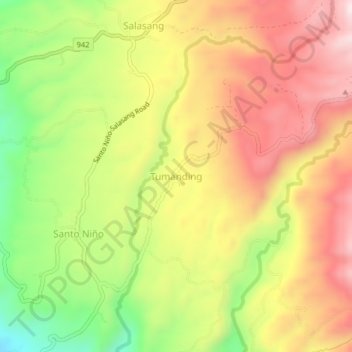 Carte topographique Tumanding, altitude, relief
