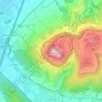 Carte topographique Staffelberg, altitude, relief
