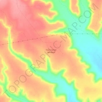 Carte topographique Four Corner Windmill, altitude, relief