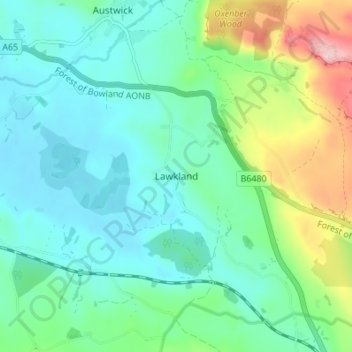 Carte topographique Lawkland, altitude, relief