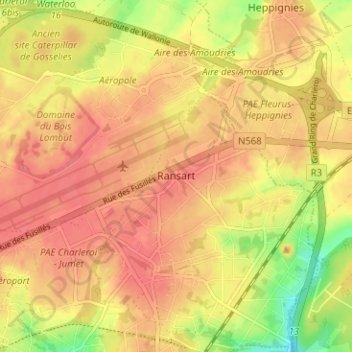 Carte topographique Ransart, altitude, relief