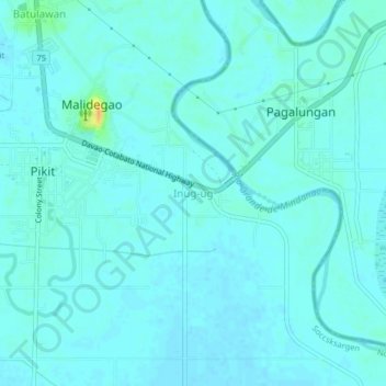 Carte topographique Inug-ug, altitude, relief