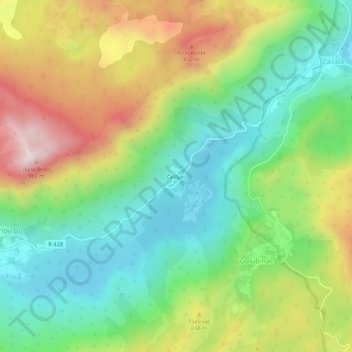 Carte topographique Češljari, altitude, relief