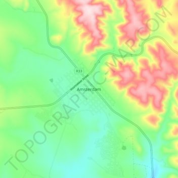 Carte topographique Amsterdam, altitude, relief