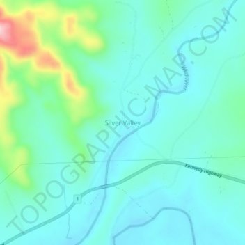 Carte topographique Silver Valley, altitude, relief