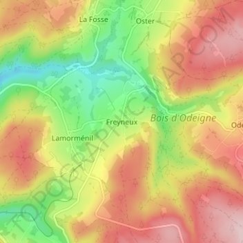 Carte topographique Freyneux, altitude, relief