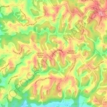 Carte topographique Bois-de-Rose, altitude, relief