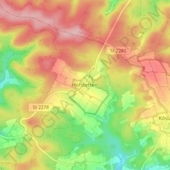 Carte topographique Hofstetten, altitude, relief
