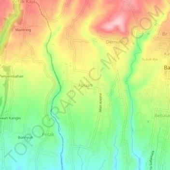 Carte topographique Abuan, altitude, relief