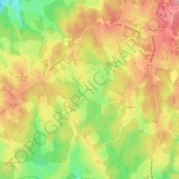 Carte topographique Pouch, altitude, relief