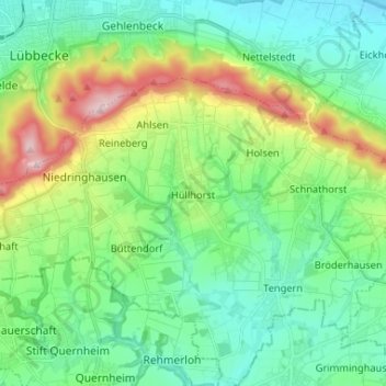 Carte topographique Hüllhorst, altitude, relief
