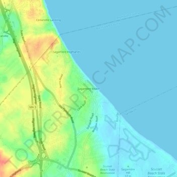 Carte topographique Sagamore Beach, altitude, relief