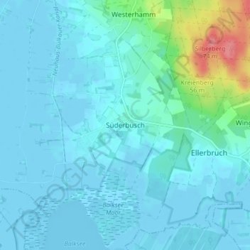 Carte topographique Süderbusch, altitude, relief