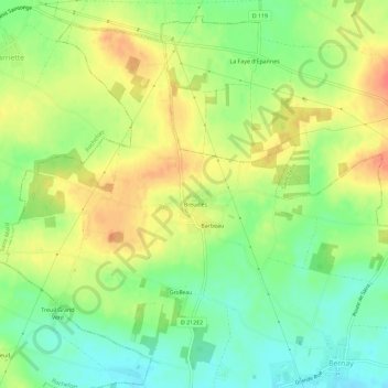 Carte topographique Breuilles, altitude, relief