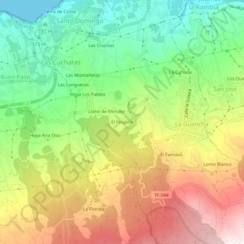 Carte topographique El Pinalete, altitude, relief