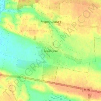 Carte topographique Tarasivka, altitude, relief