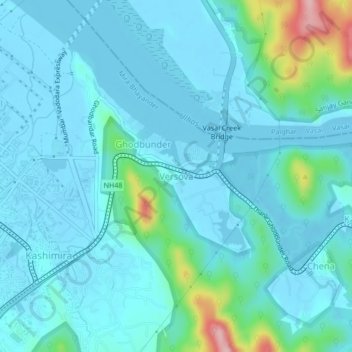 Carte topographique Versova, altitude, relief