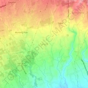 Carte topographique Tangob, altitude, relief