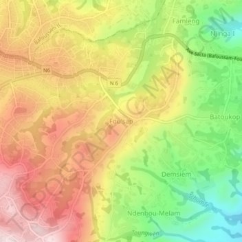 Carte topographique Fou'sap, altitude, relief