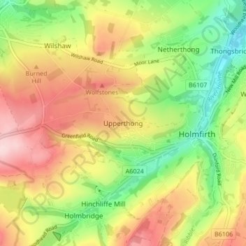 Carte topographique Upperthong, altitude, relief
